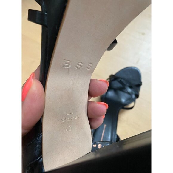 BLACK suede Studio "Emani" BNWT black strappy platform heels women NEW - Picture 7 of 10